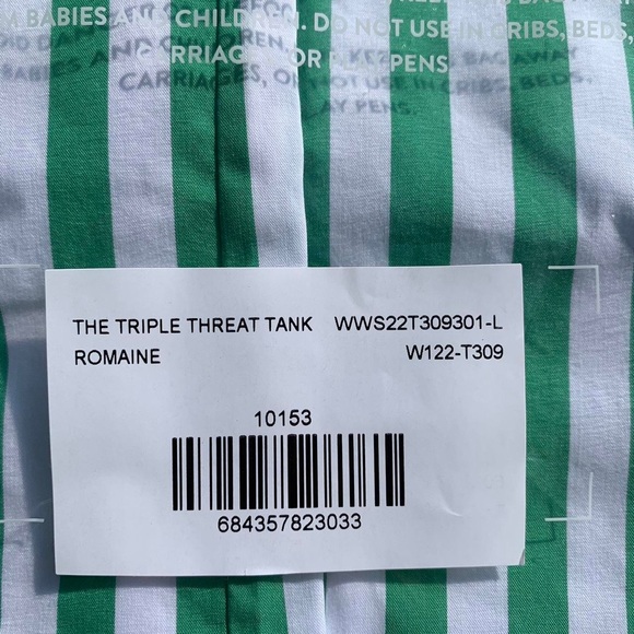 NWT All Year Round (AYR) Triple Threat Tank in Romaine (green & white) stripes - Picture 6 of 7